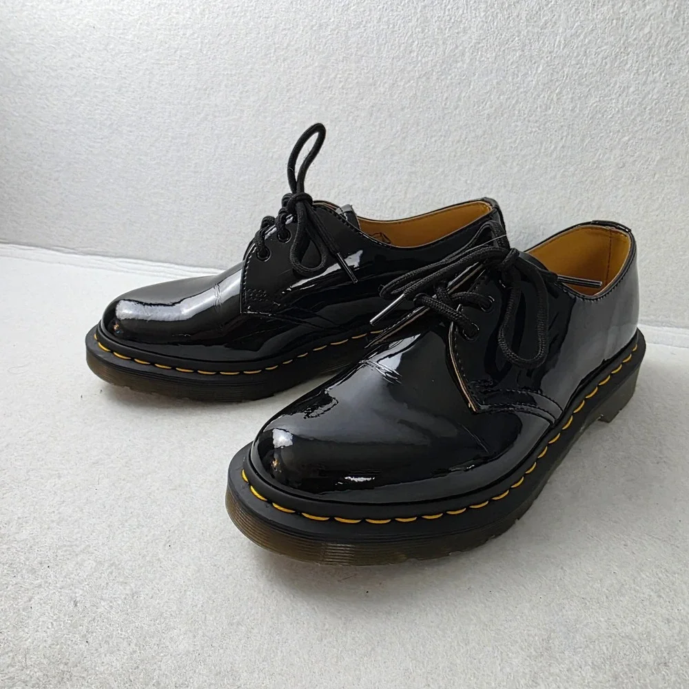 Dr. Martens 1461 Black Patent Lamper Leather 3-Eye Oxford Shoes Womens 8 10084